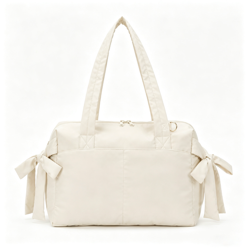 Cute Bow Gym Tote Bag,Women Oxford Multi‑Pocket Shoulder Bag for Yoga & Daily Commute