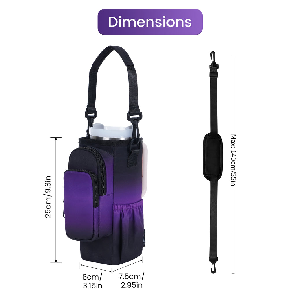 Gradient Insulated Tumbler Carrier with Handle Cutout & Detachable Strap