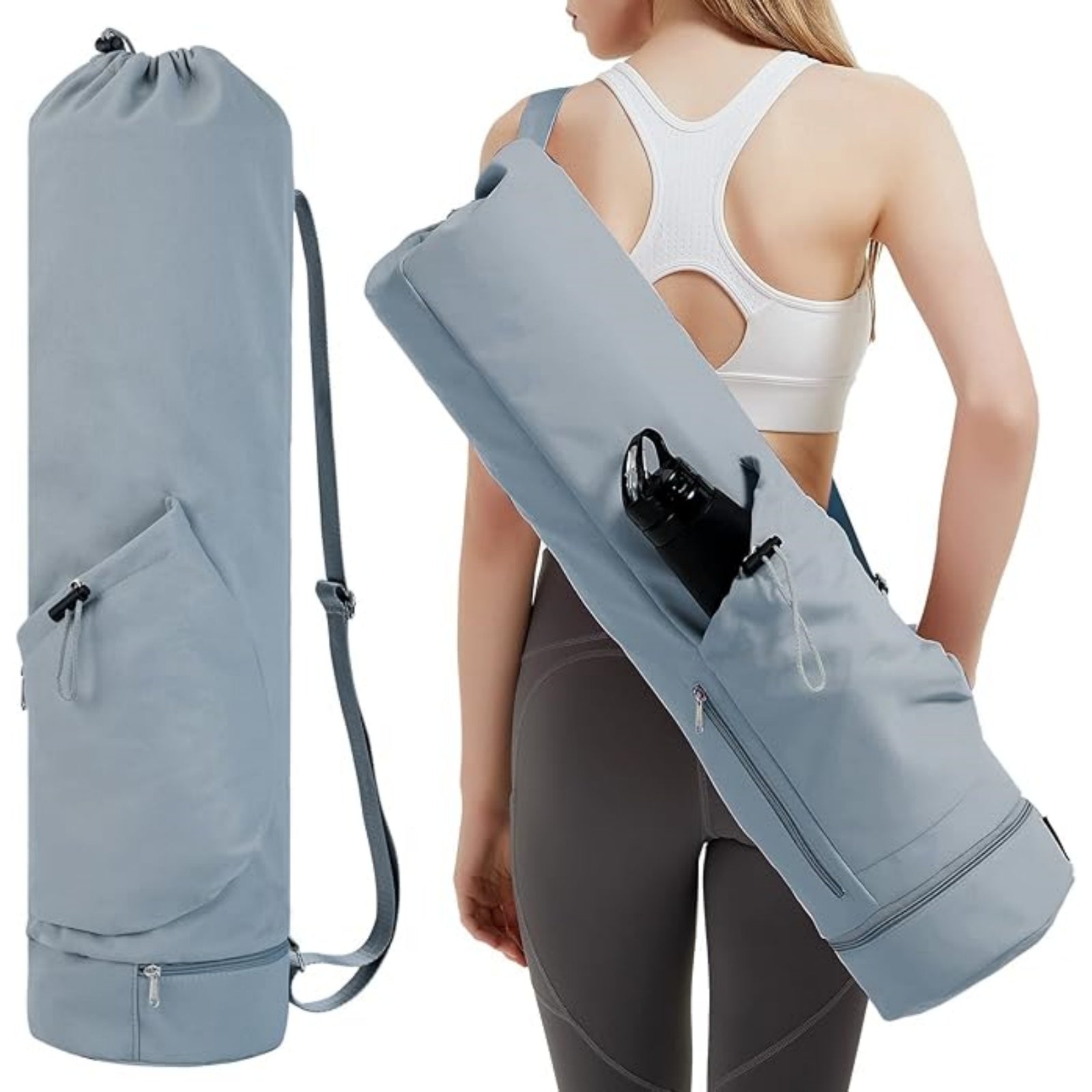 Yoga Mat Bag with Water Bottle Pocket and Wet Pocket