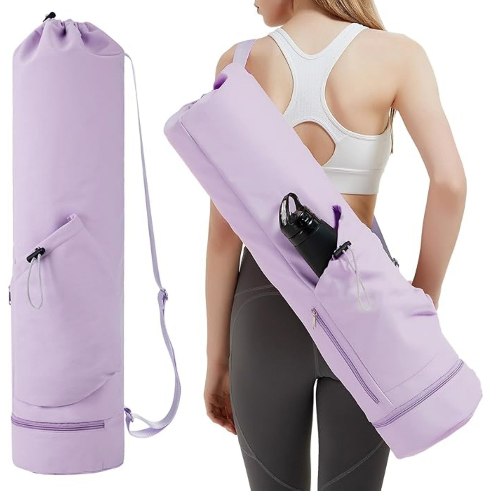 Yoga Mat Bag with Water Bottle Pocket and Wet Pocket