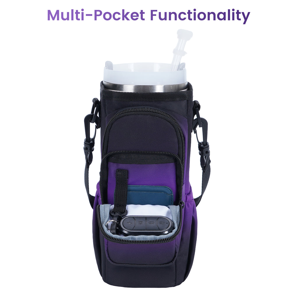 Gradient Insulated Tumbler Carrier with Handle Cutout & Detachable Strap