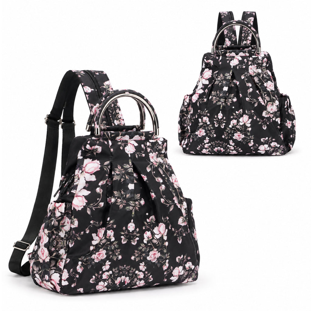4-in-1 Convertible Floral Backpack Handbag for Women Multi-Wear Crossbody Bag