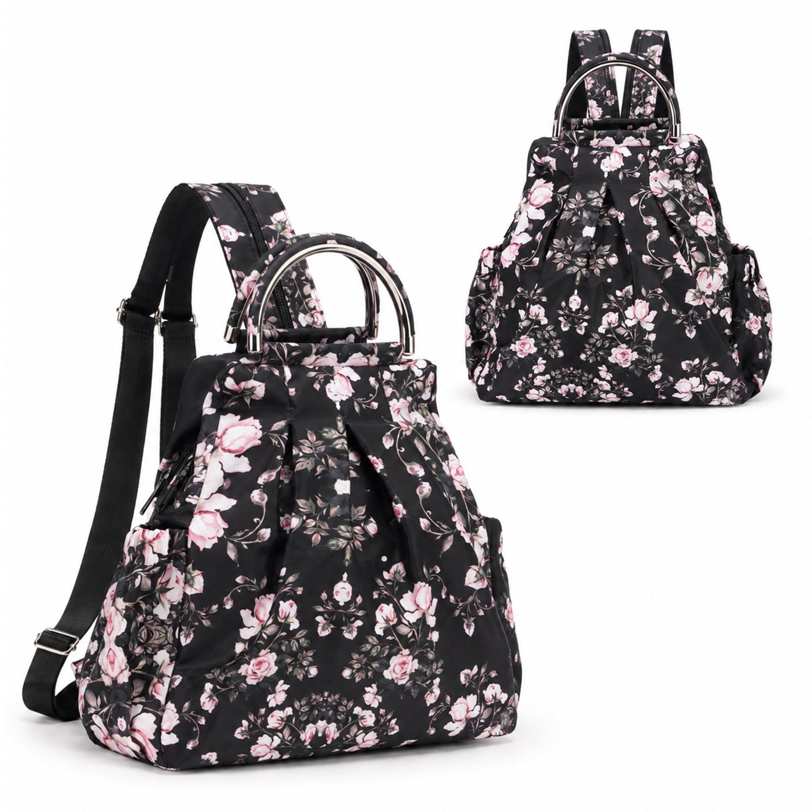 4-in-1 Convertible Floral Backpack Handbag for Women Multi-Wear Crossbody Bag