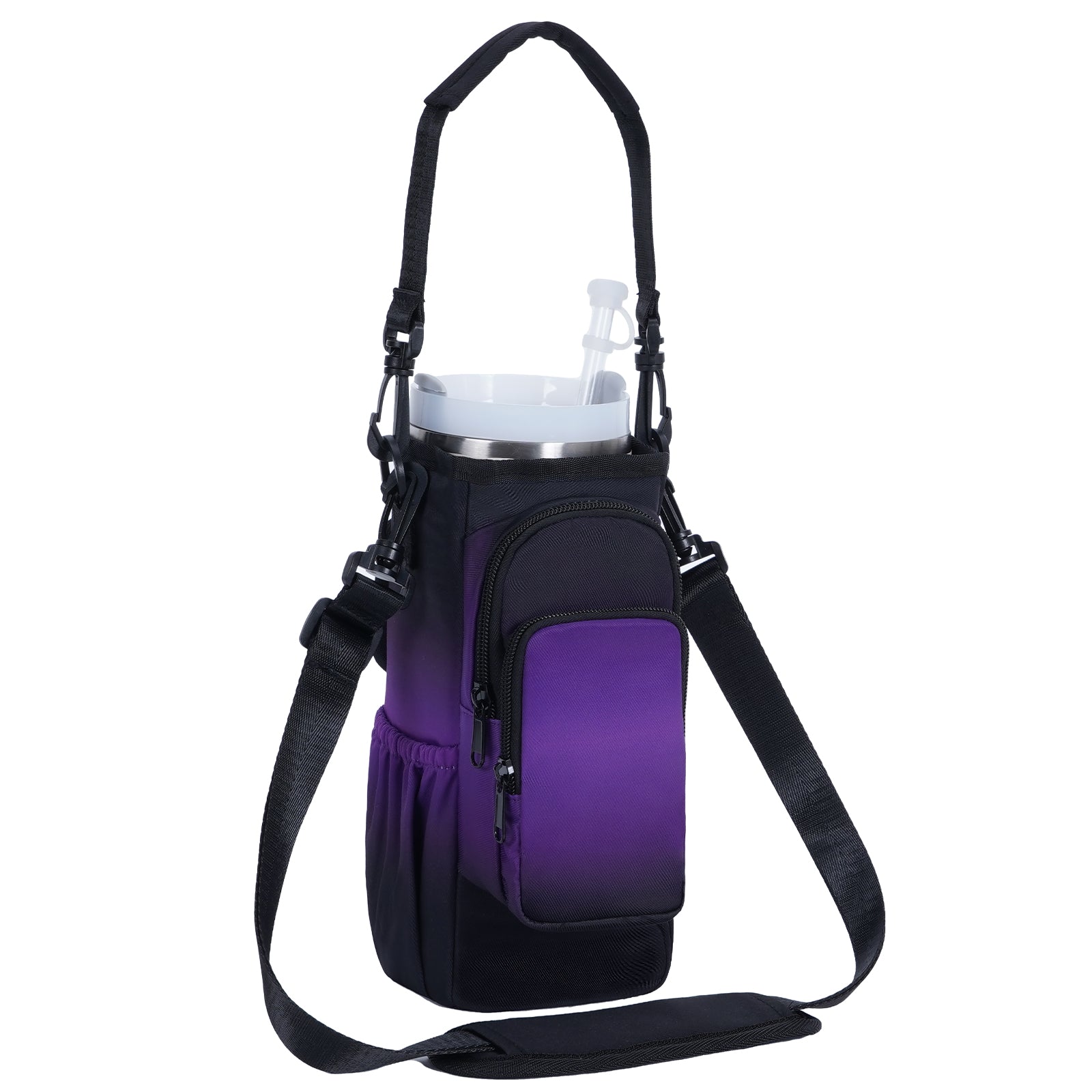 Gradient Insulated Tumbler Carrier with Handle Cutout & Detachable Strap