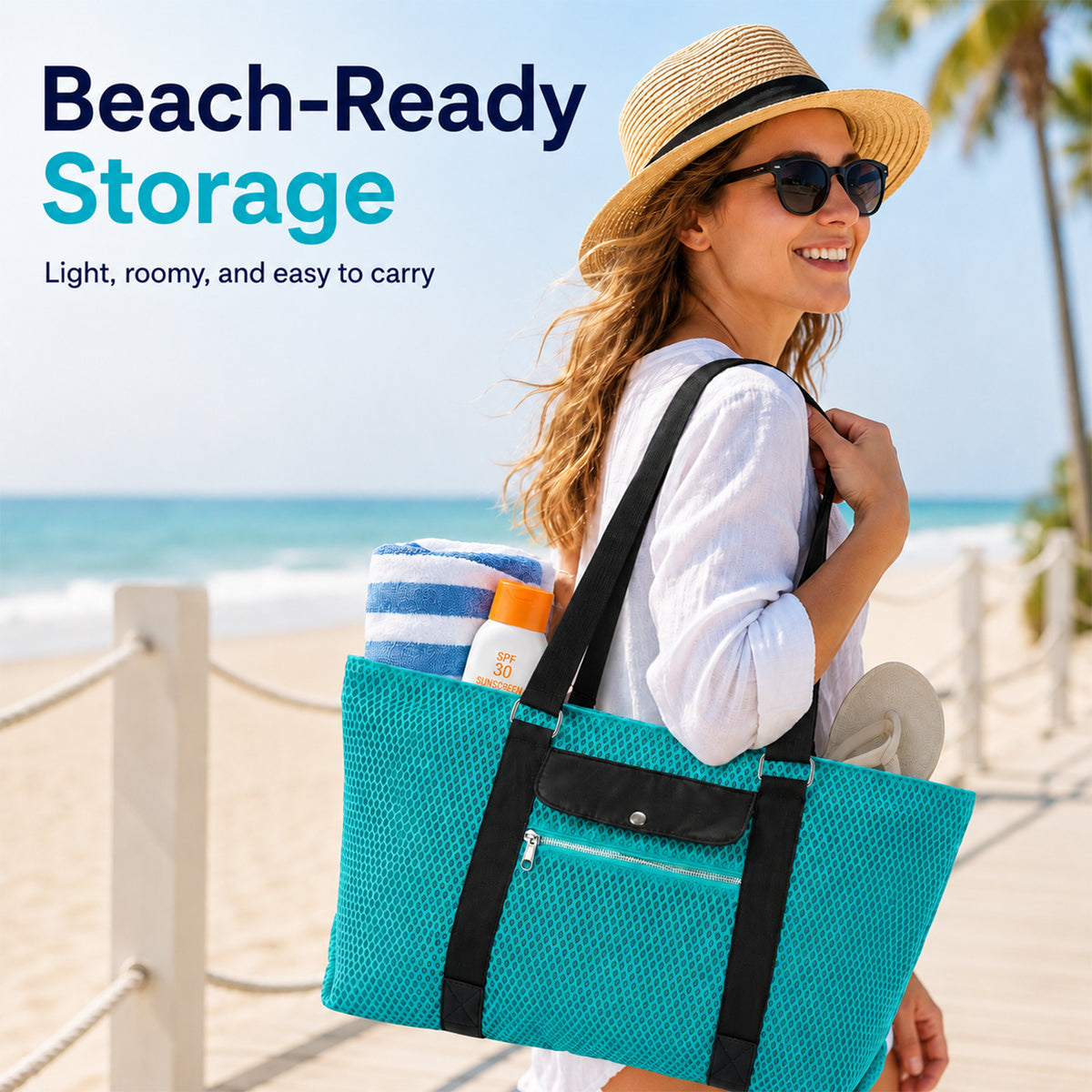 Mesh Tote Beach Bag