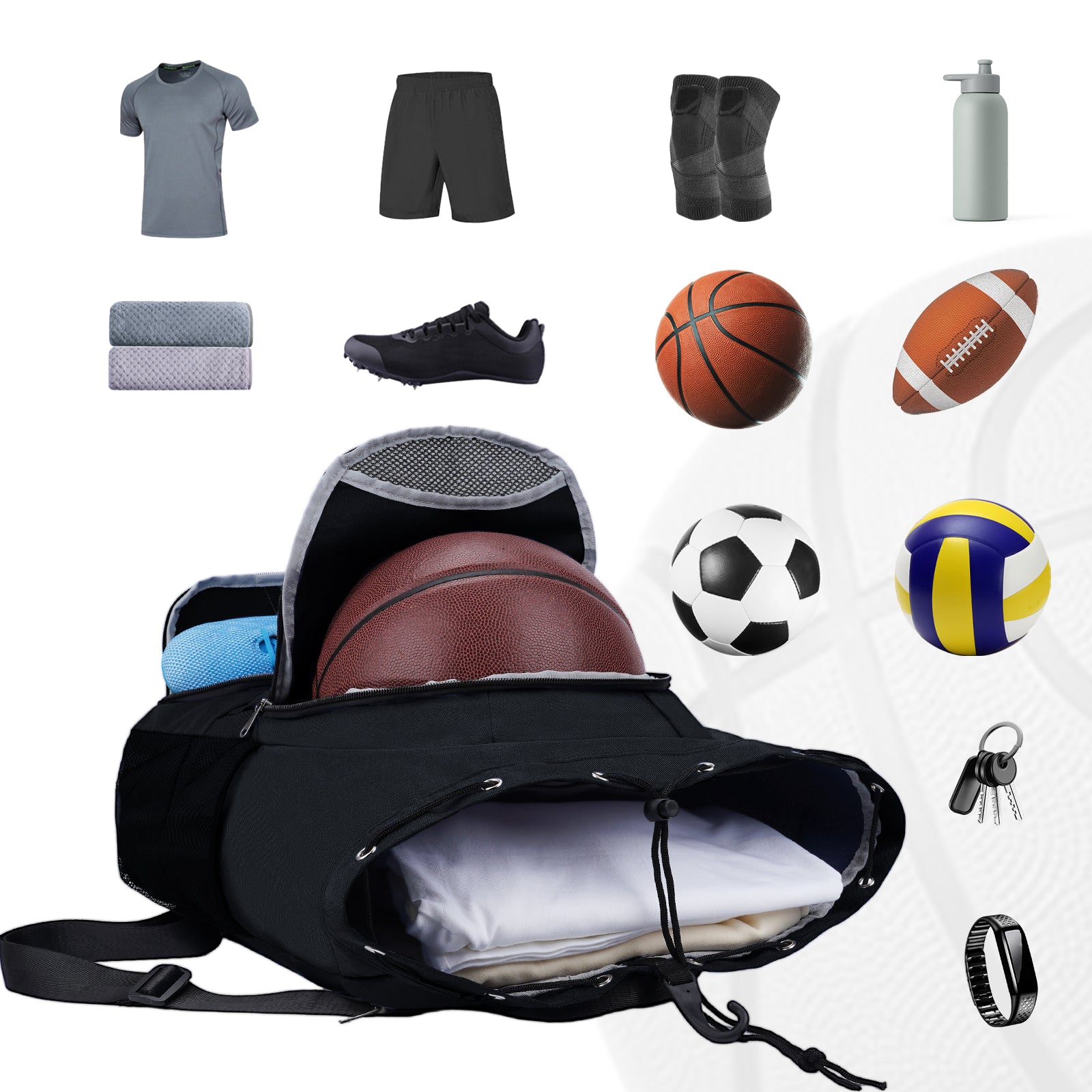 Drawstring Backpack for balls with Ball & Shoe Compartment