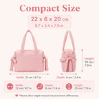 Cute Bow Gym Tote Bag,Women Oxford Multi‑Pocket Shoulder Bag for Yoga & Daily Commute