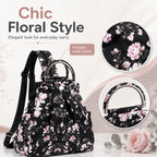 4-in-1 Convertible Floral Backpack Handbag for Women Multi-Wear Crossbody Bag