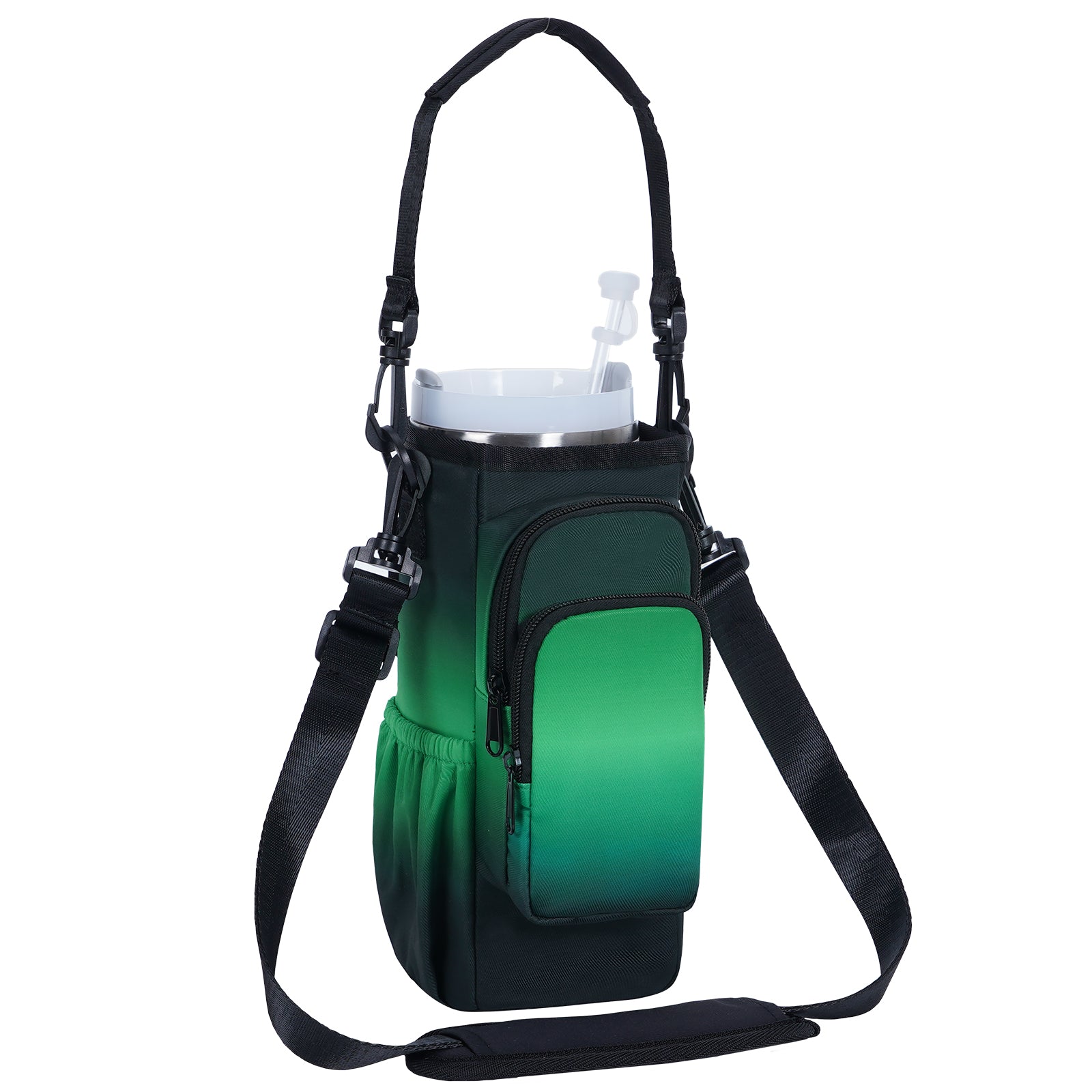 Gradient Insulated Tumbler Carrier with Handle Cutout & Detachable Strap