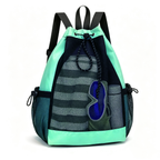 Mesh Drawstring Backpack,Breathable Sports Sack Bag with Multi‑Pockets