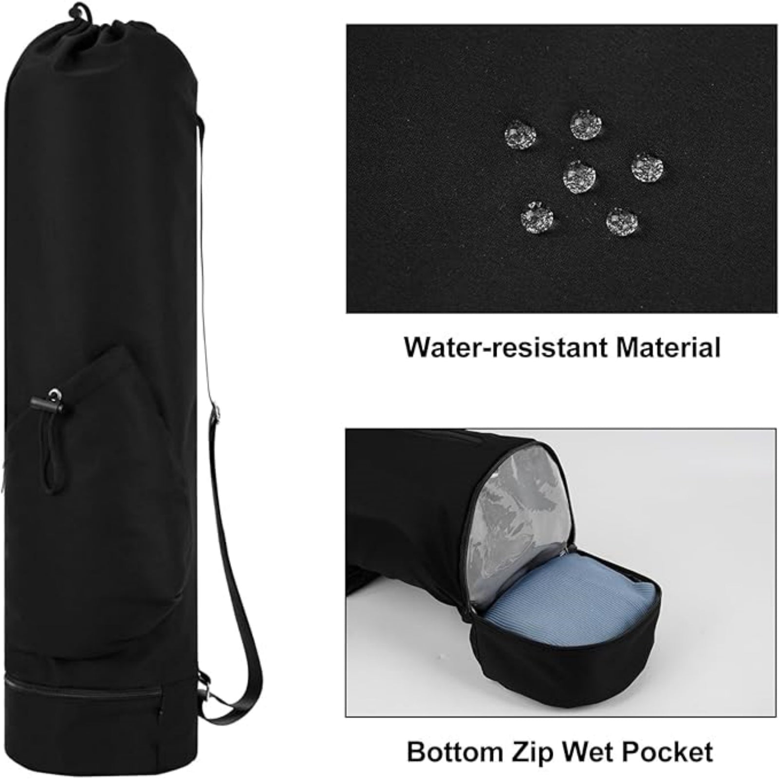 Yoga Mat Bag with Water Bottle Pocket and Wet Pocket