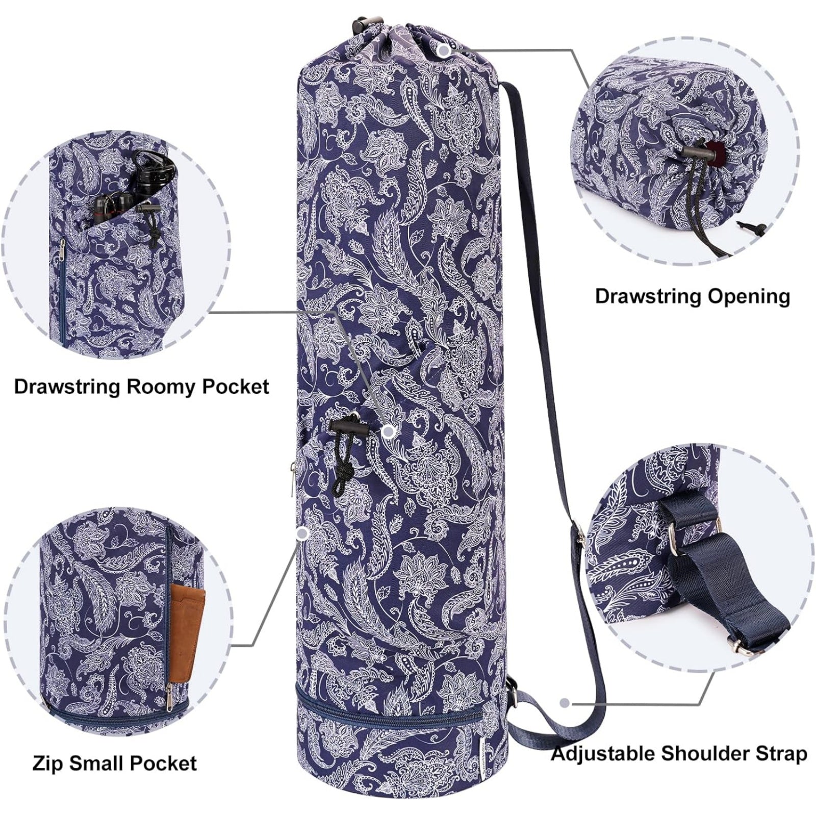 Yoga Mat Carrier with Multi-Functional Storage Pockets