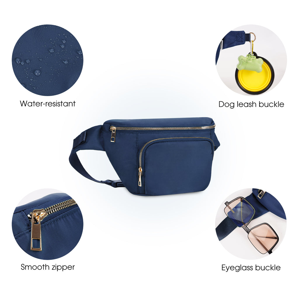 Water Resistant Multi-Pocket Fanny Pack Adjustable Crossbody Waist Bag