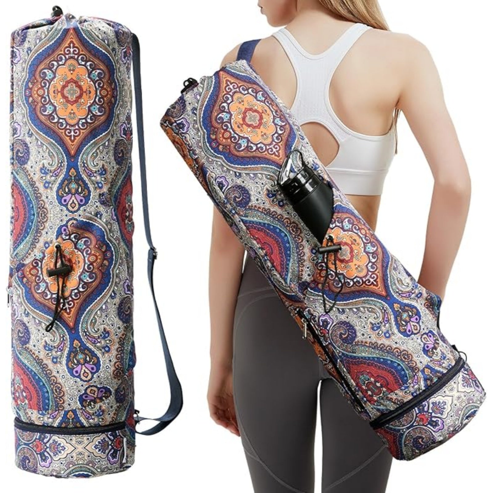 Yoga Mat Carrier with Multi-Functional Storage Pockets