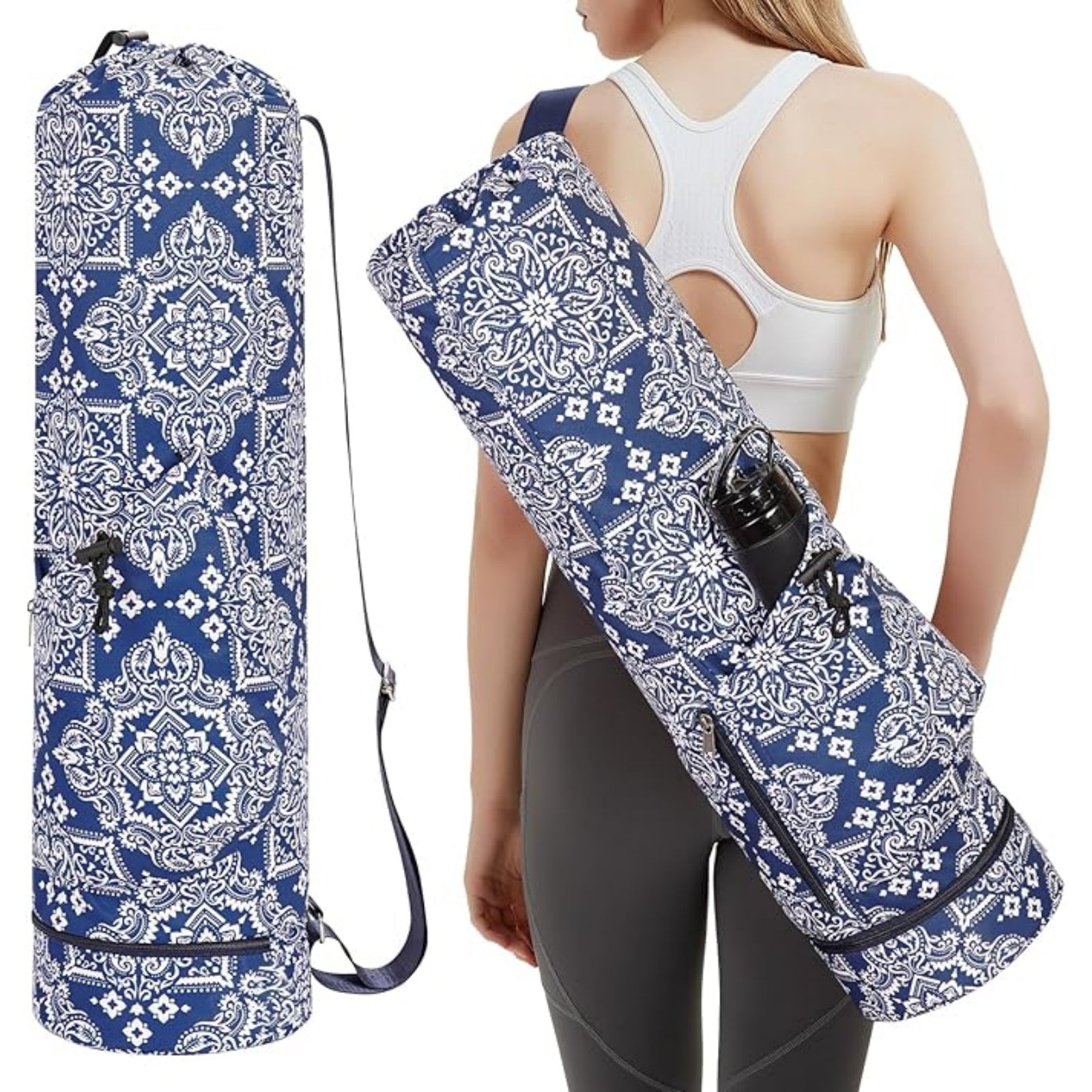 Yoga Mat Carrier with Multi-Functional Storage Pockets