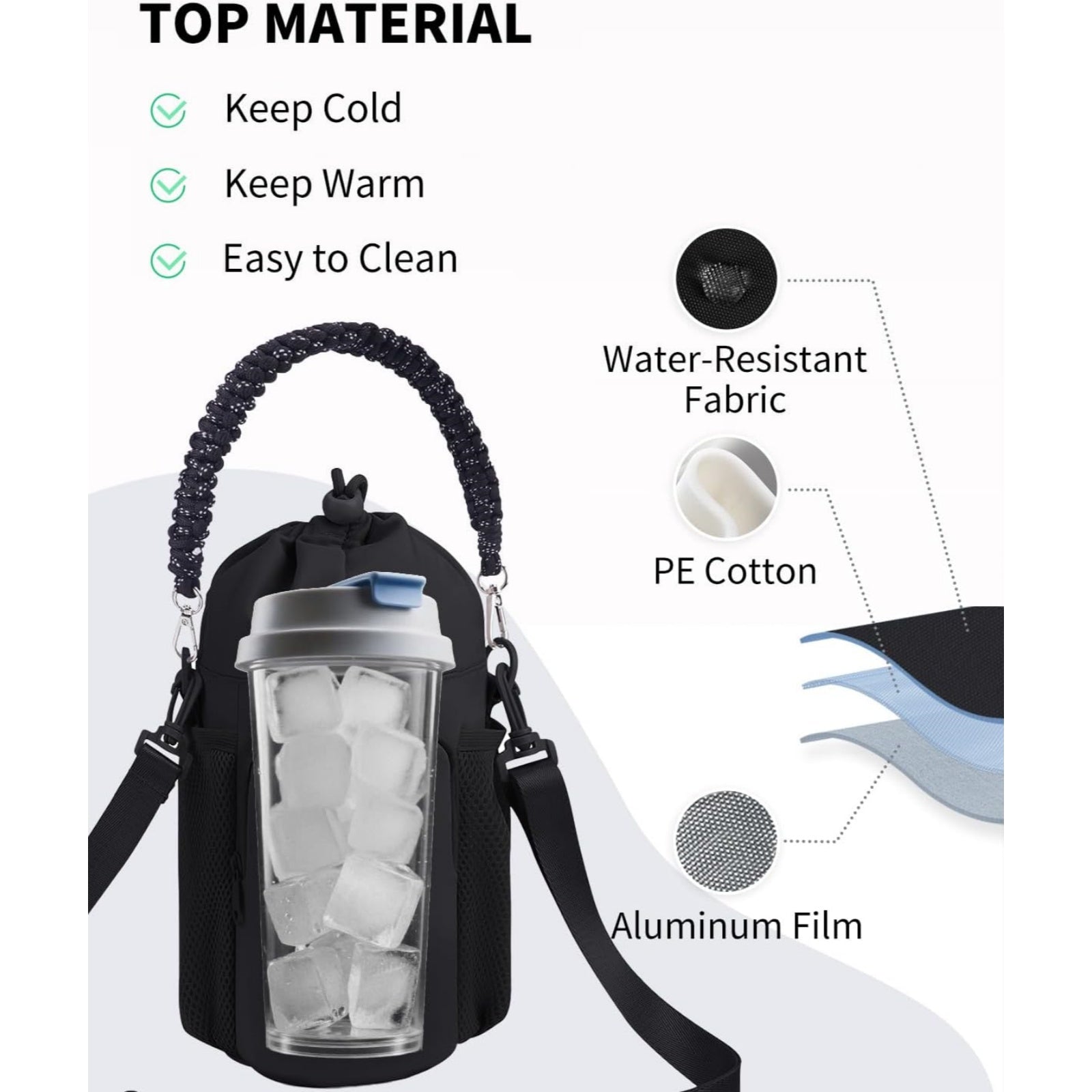 Large Water Bottle Bag for 32/40/64oz Cup & Tumbler