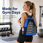 Mesh Drawstring Backpack,Breathable Sports Sack Bag with Multi‑Pockets