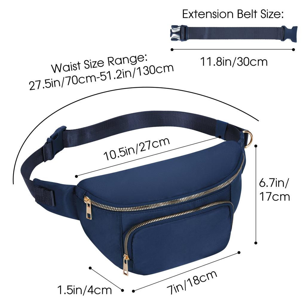 Water Resistant Multi-Pocket Fanny Pack Adjustable Crossbody Waist Bag