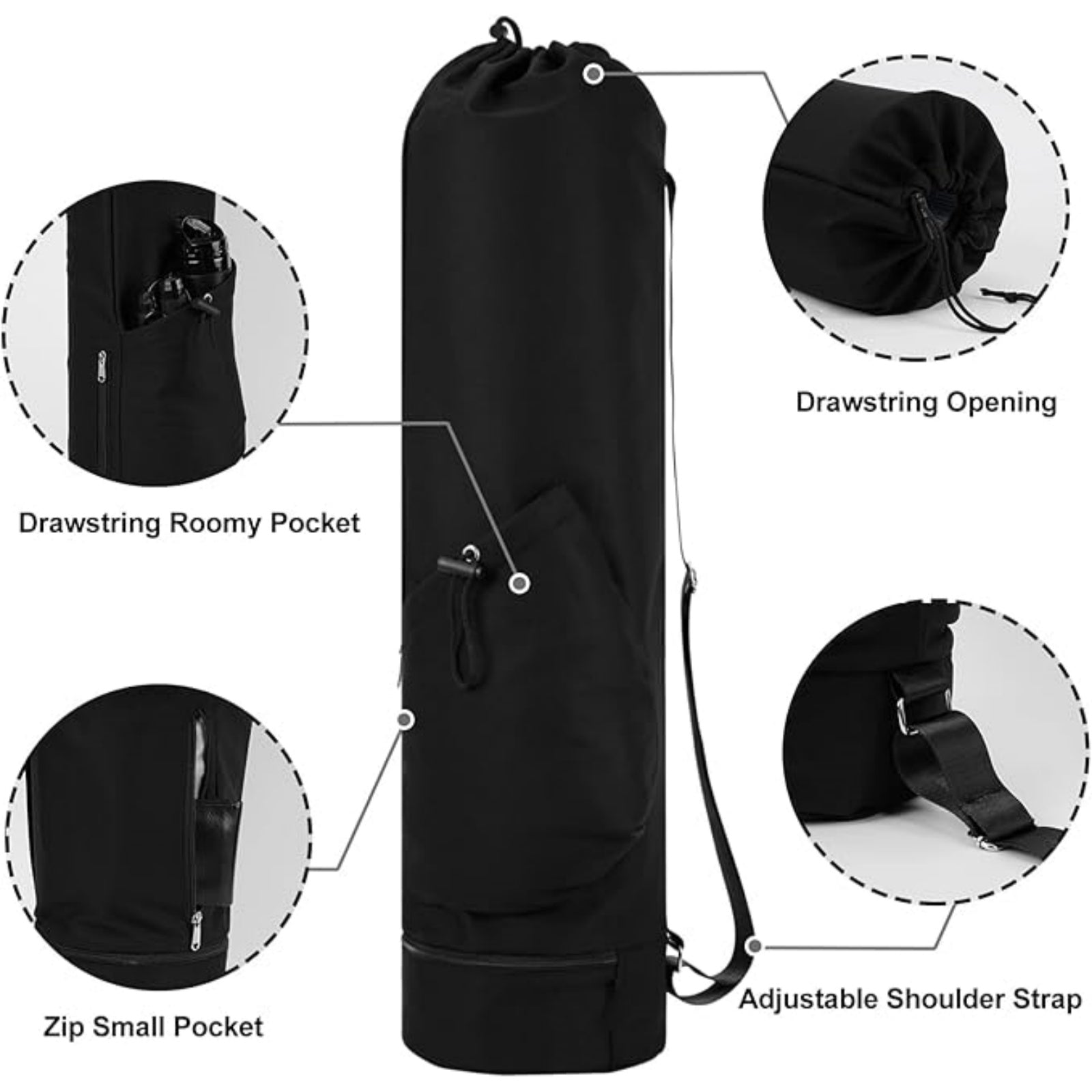 Yoga Mat Bag with Water Bottle Pocket and Wet Pocket