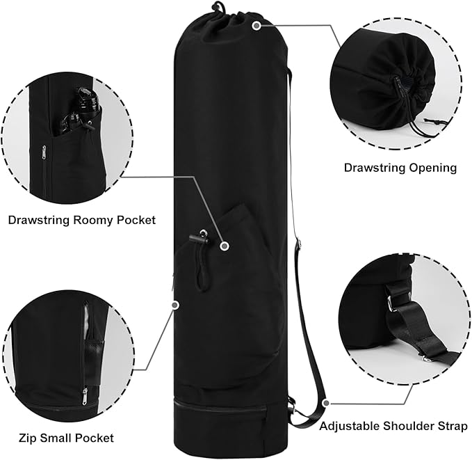Yoga Mat Bag with Water Bottle Pocket and Wet Pocket