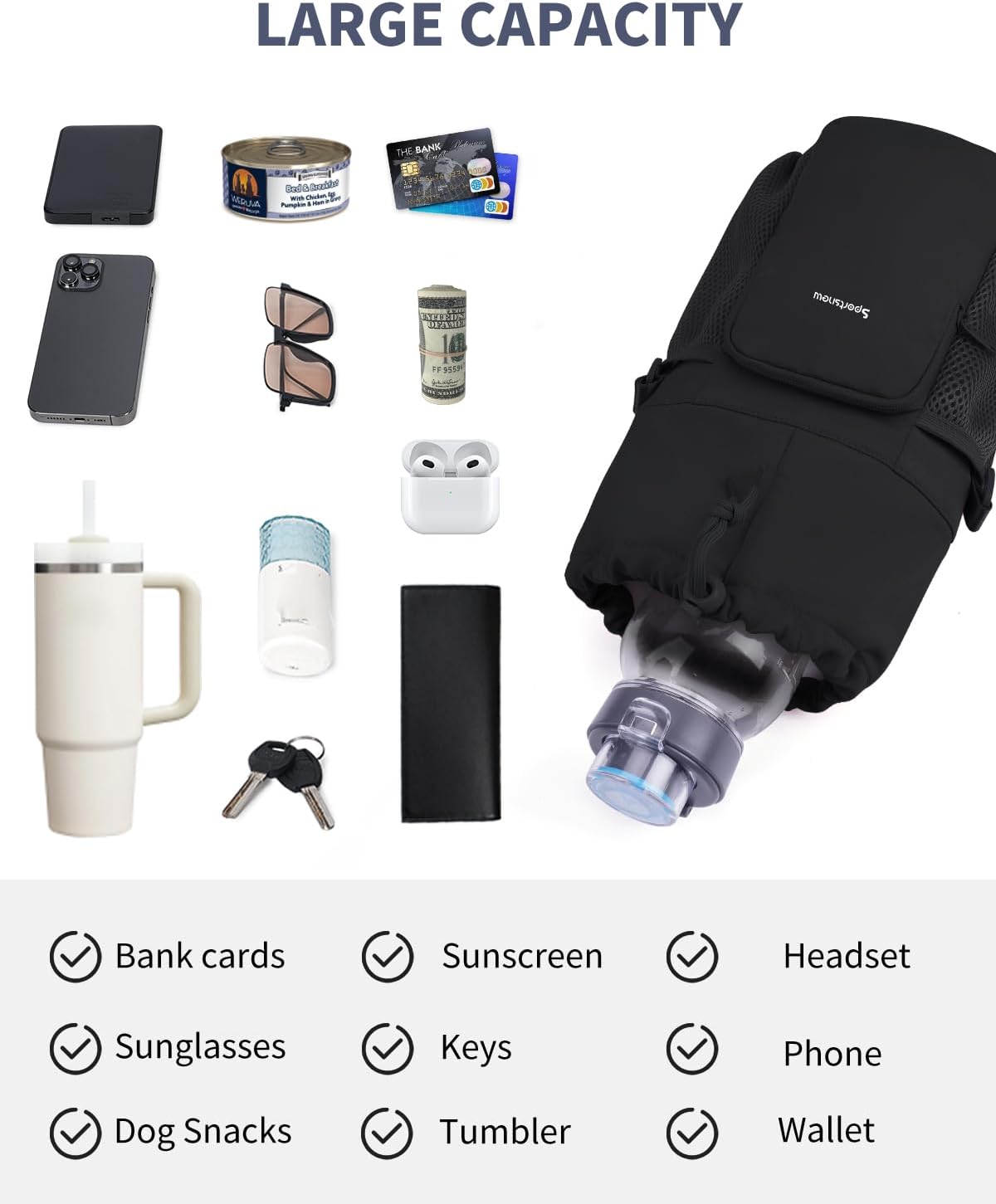 Large Water Bottle Bag for 32/40/64oz Cup & Tumbler