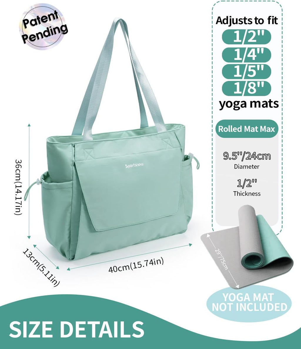 Yoga Mat Bag Tote Yoga Gym Bags with Waterproof Wet Pocket & Hook-and-loop