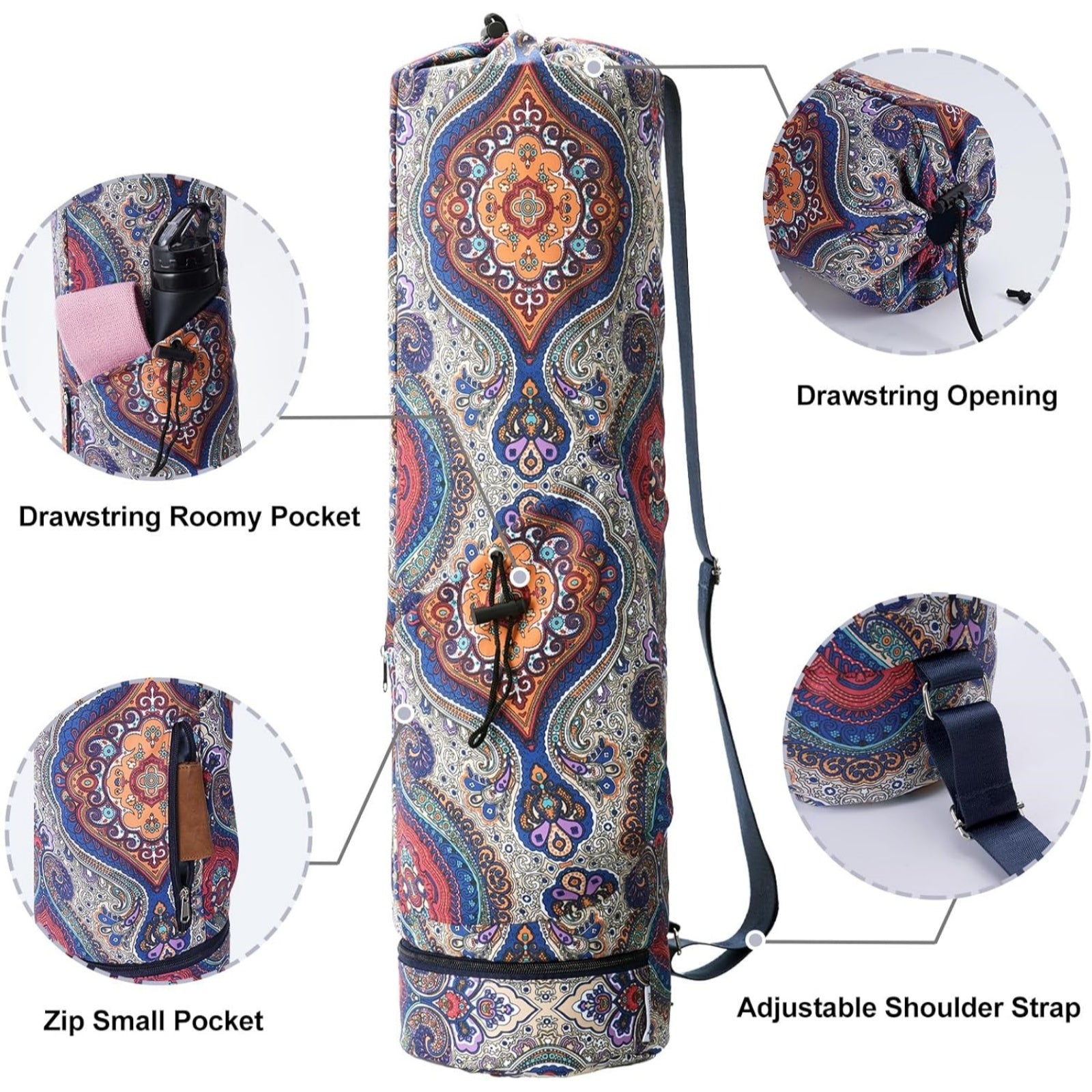 Yoga Mat Carrier with Multi-Functional Storage Pockets