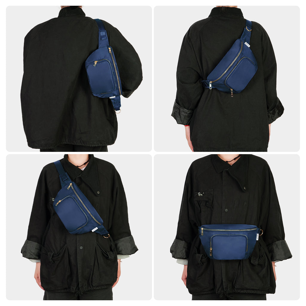 Water Resistant Multi-Pocket Fanny Pack Adjustable Crossbody Waist Bag