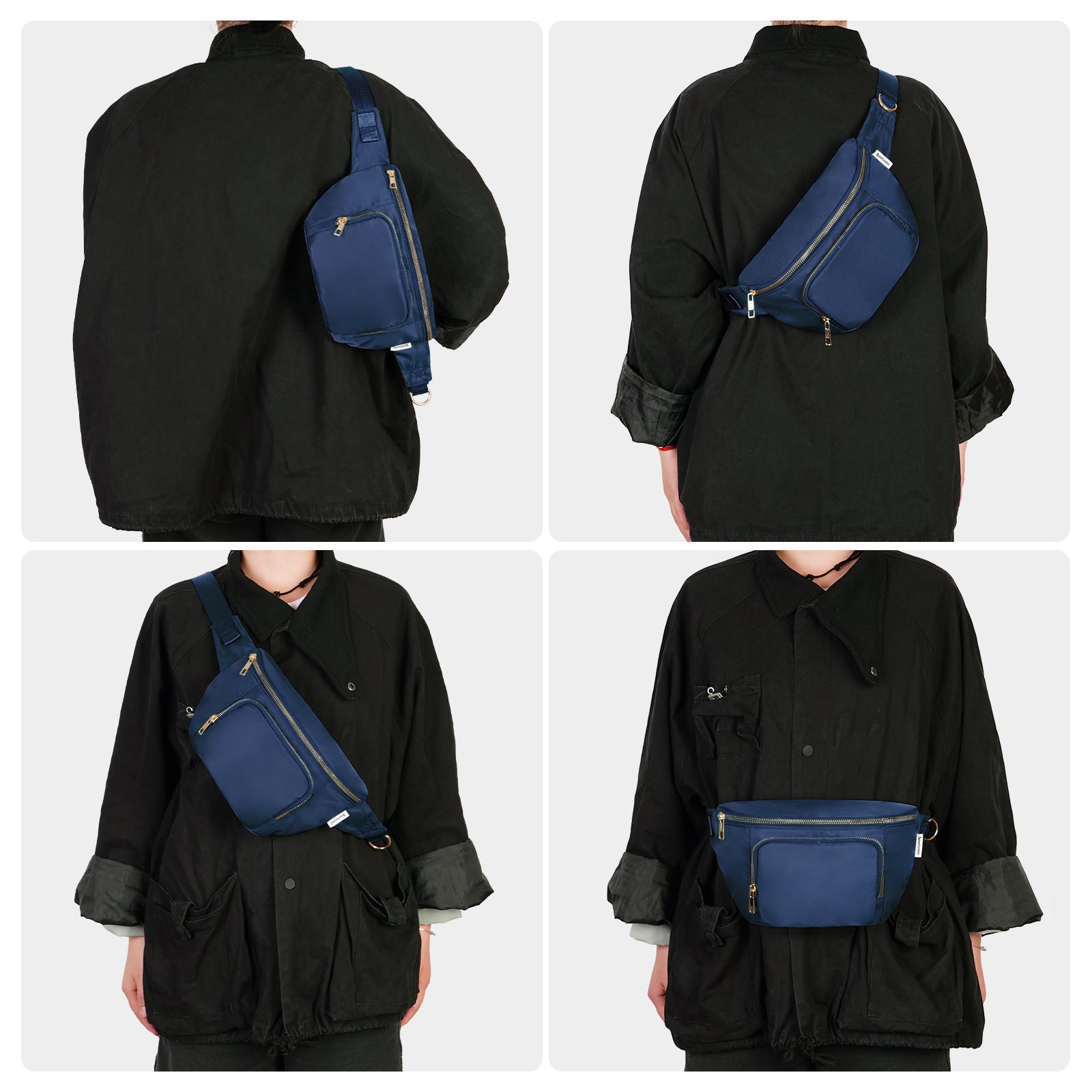 Water Resistant Multi-Pocket Fanny Pack Adjustable Crossbody Waist Bag