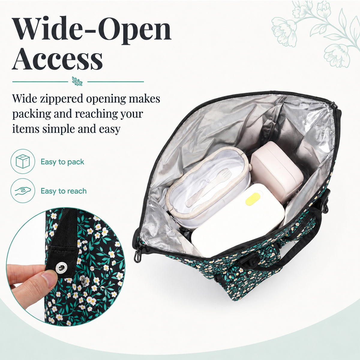 Floral Insulated Lunch Bag
