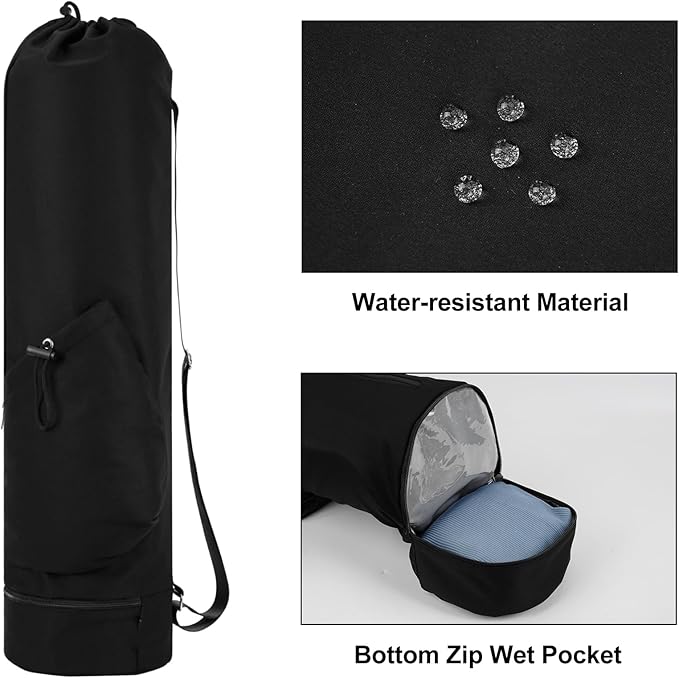 Yoga Mat Bag with Water Bottle Pocket and Wet Pocket