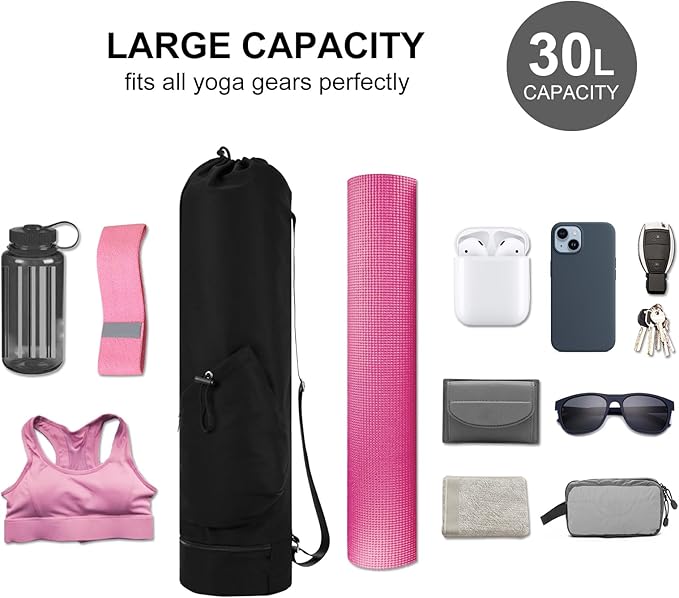 Yoga Mat Bag with Water Bottle Pocket and Wet Pocket