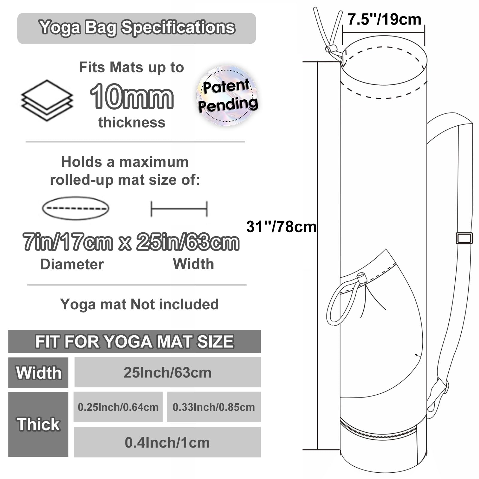 Yoga Mat Carrier with Multi-Functional Storage Pockets