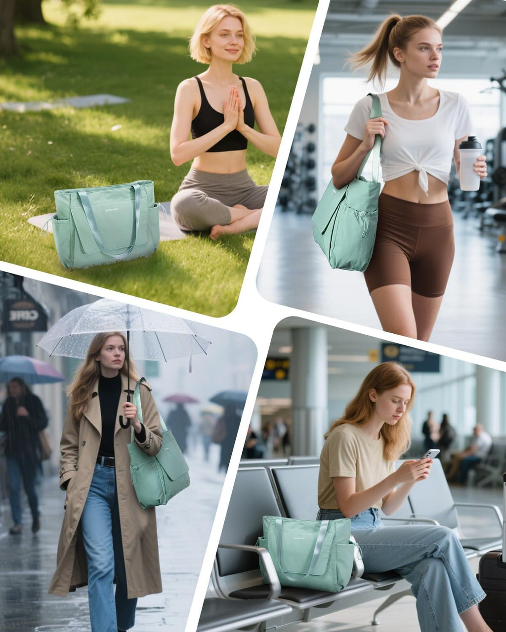 Yoga Mat Bag Tote Yoga Gym Bags with Waterproof Wet Pocket & Hook-and-loop