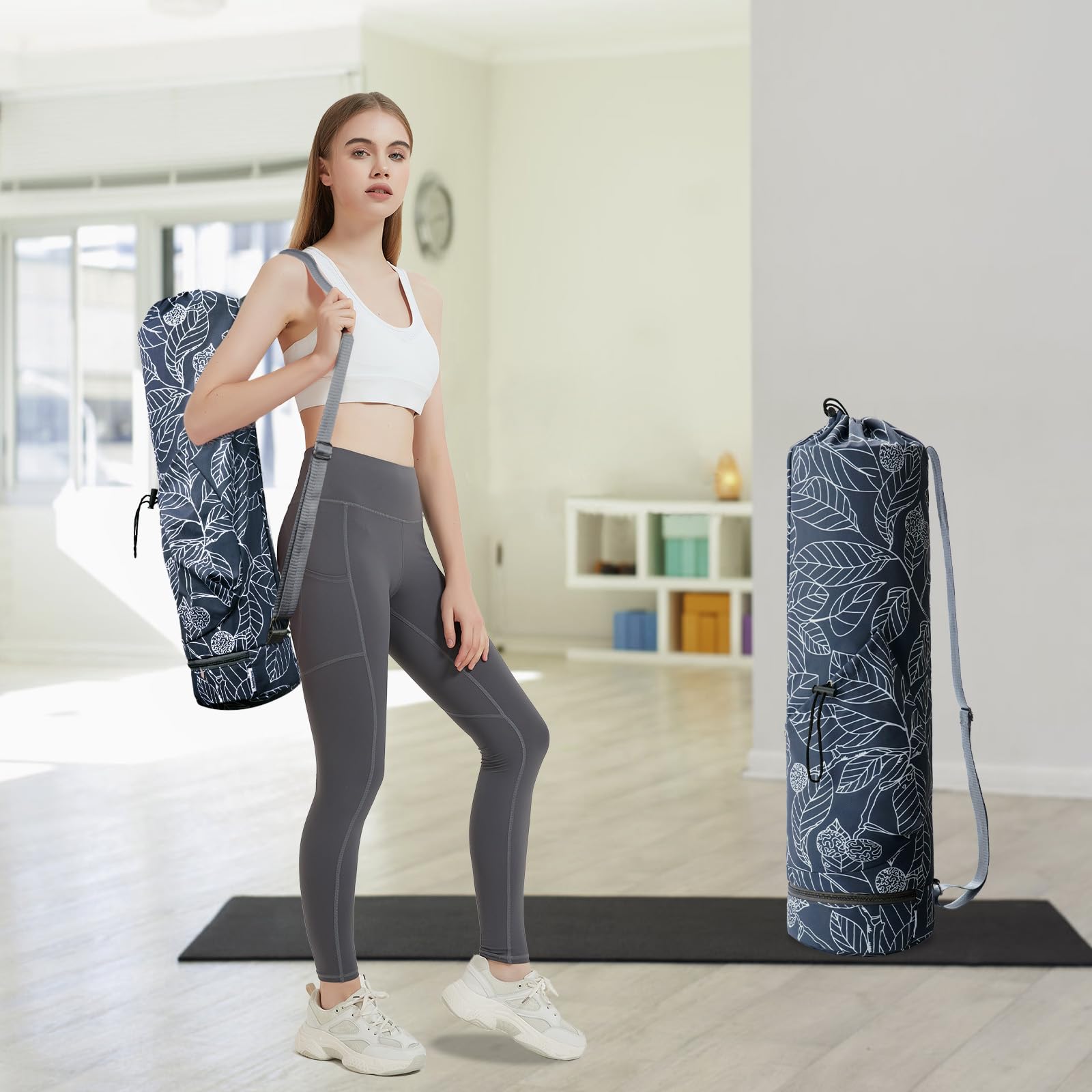 Yoga Mat Carrier with Multi-Functional Storage Pockets