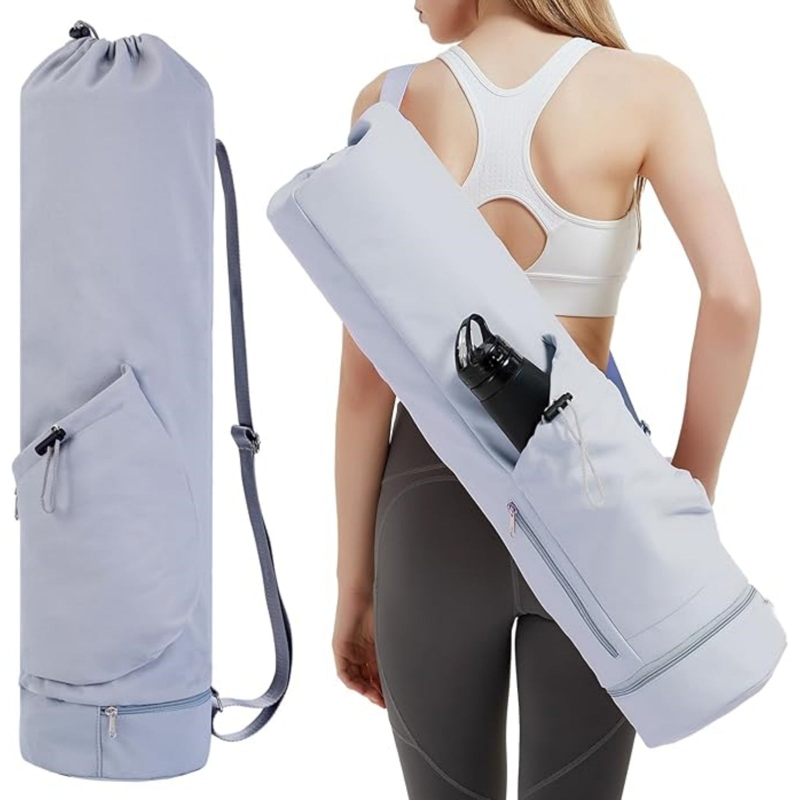 Yoga Mat Bag with Water Bottle Pocket and Wet Pocket