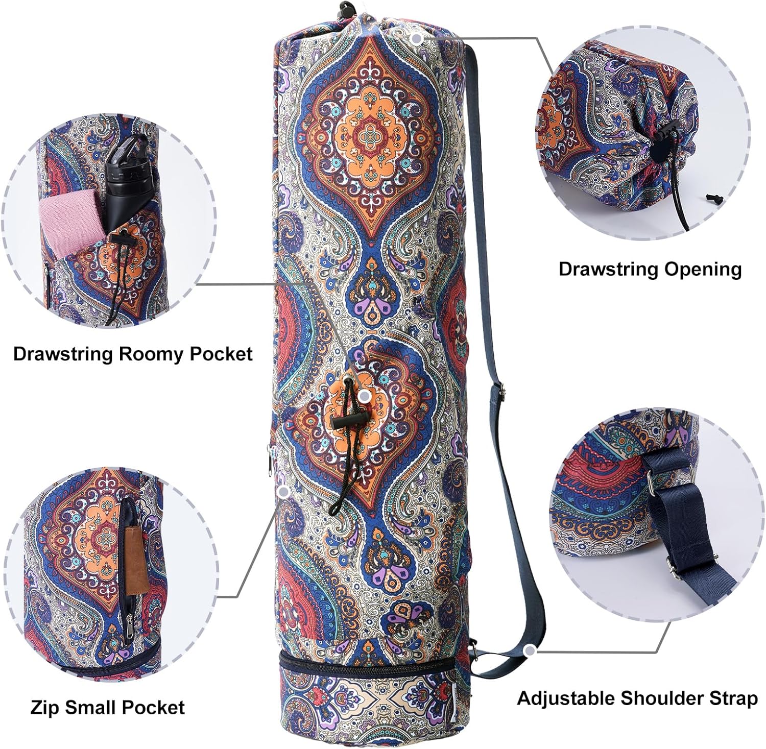 Yoga Mat Carrier with Multi-Functional Storage Pockets