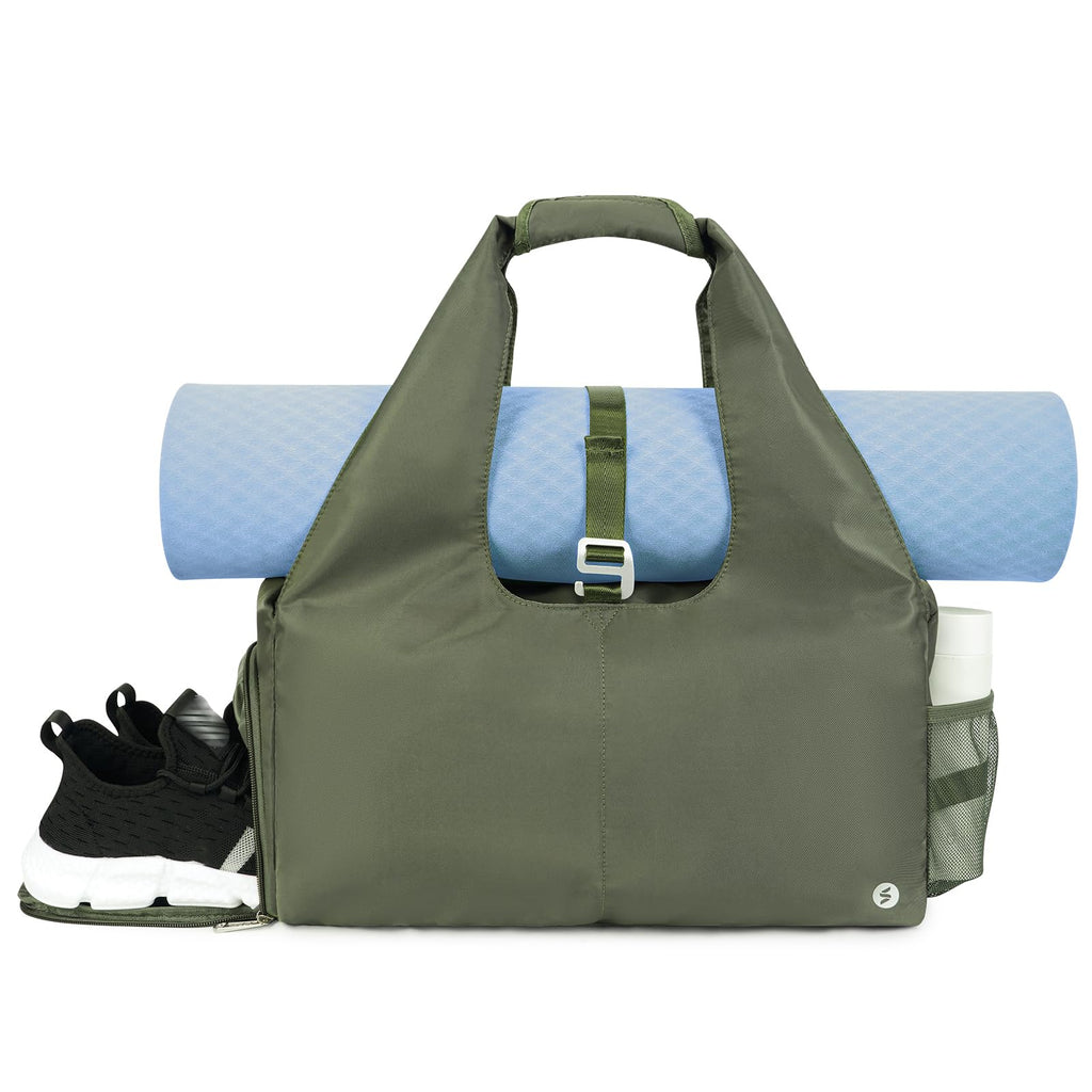 Nylon Yoga Gym Bag with Wet Dry Separation & Mat Strap