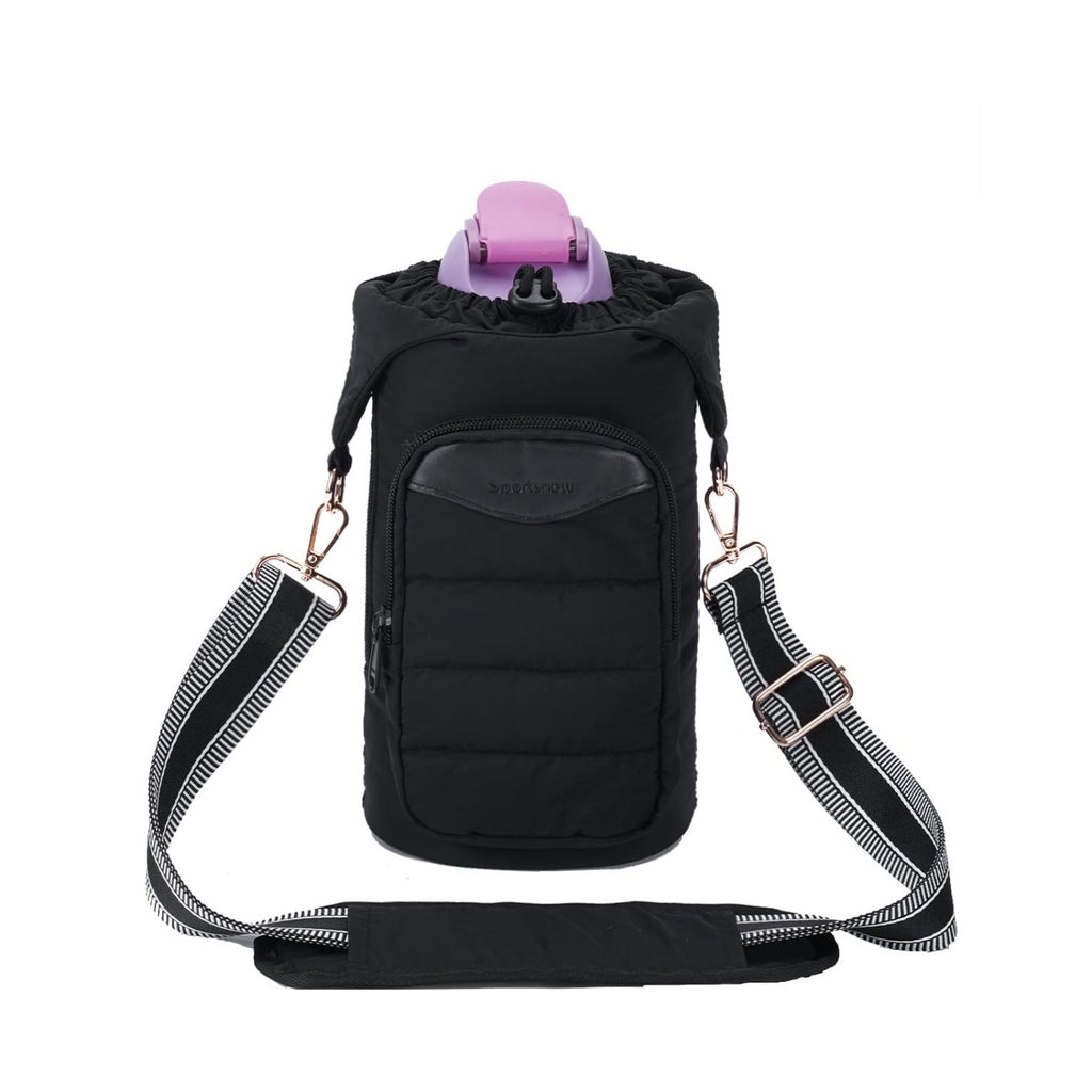 Puffy Lightweight Water Bottle Carrier bag with Side Zipper & Drawstring