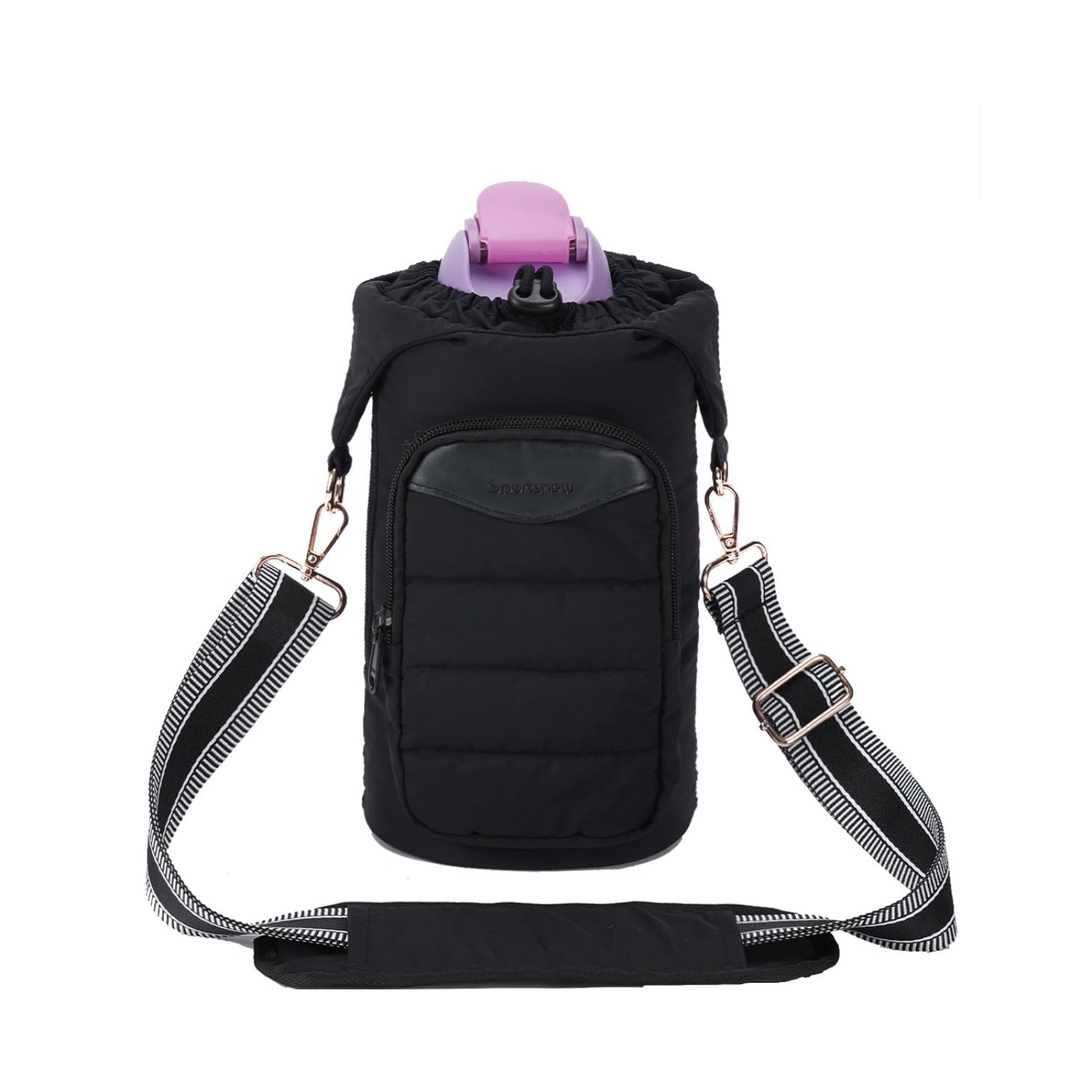 Puffy Lightweight Water Bottle Carrier bag with Side Zipper & Drawstring