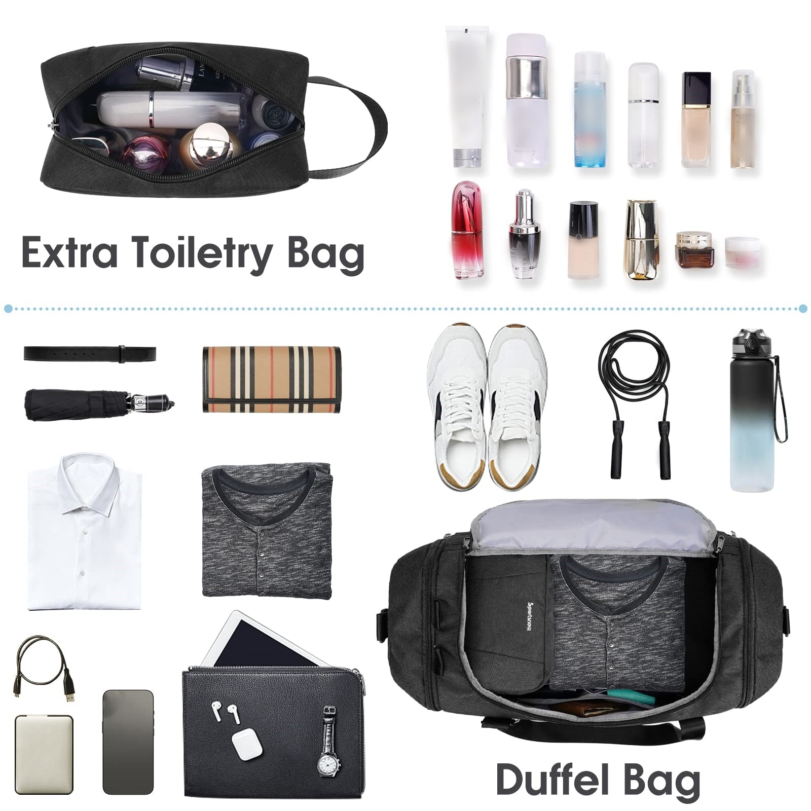 Gym Duffel Bag with Shoe & Wet Dry Compartment