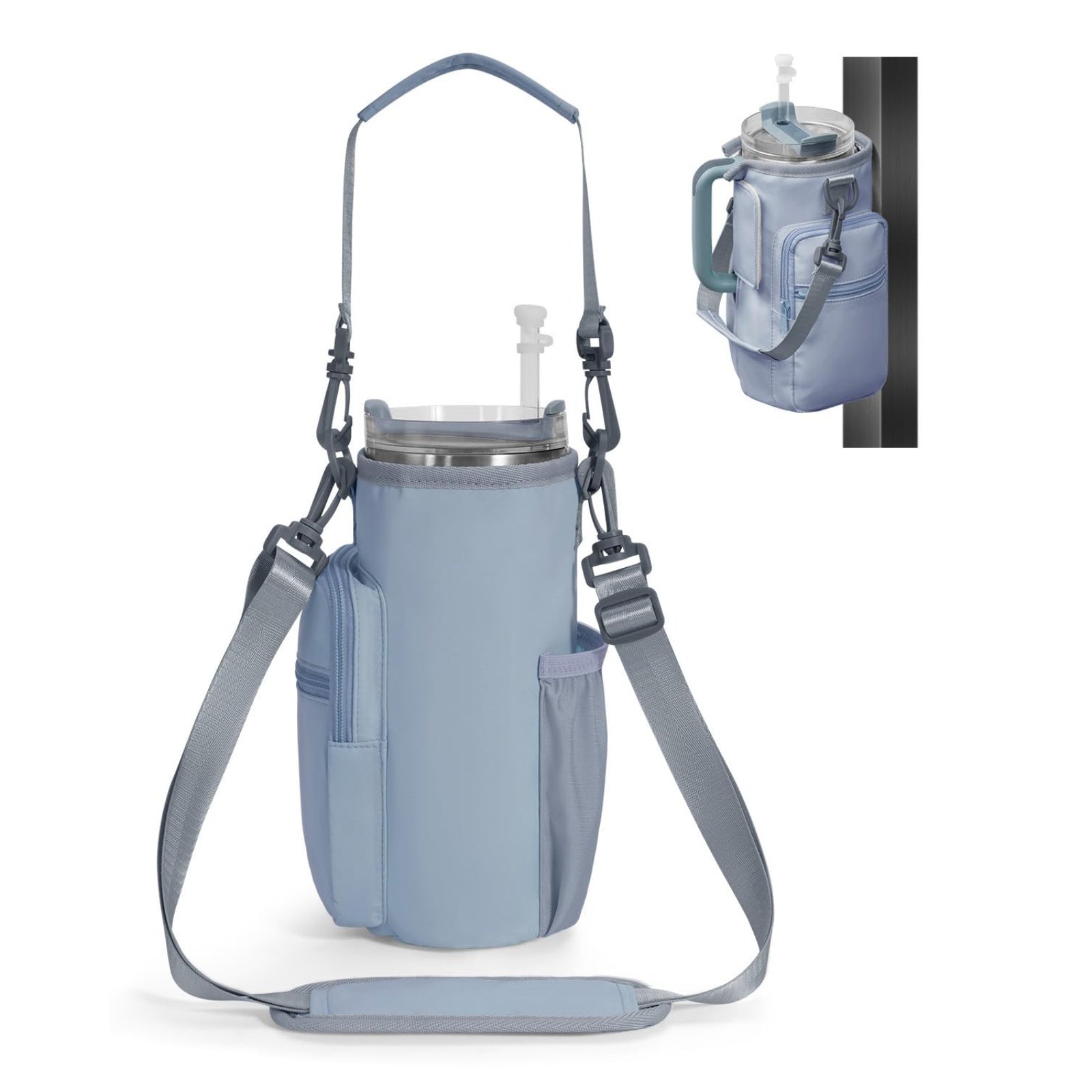 Magnetic Gym Water Bottle Bag, Insulated 40oz Tumbler Sling Bag