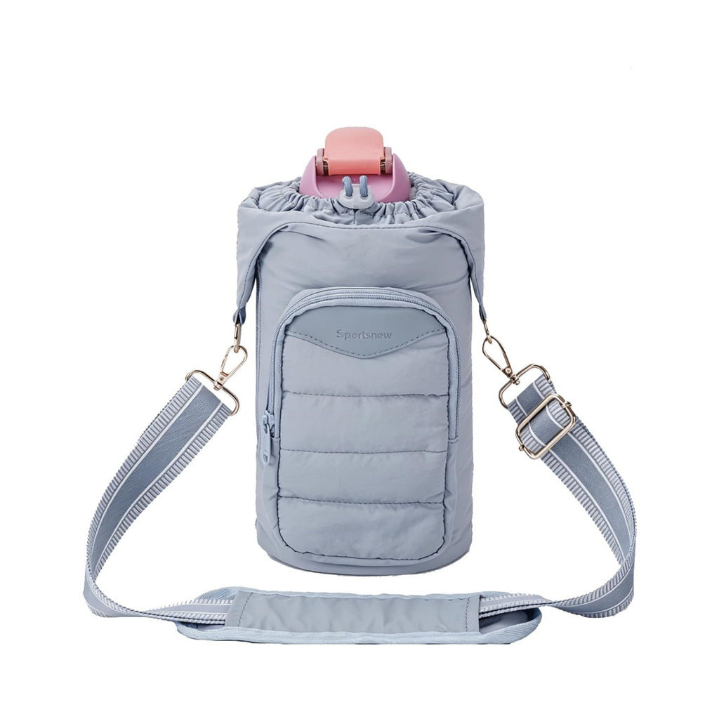 Puffy Lightweight Water Bottle Carrier bag with Side Zipper & Drawstring