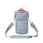 Puffy Lightweight Water Bottle Carrier bag with Side Zipper & Drawstring