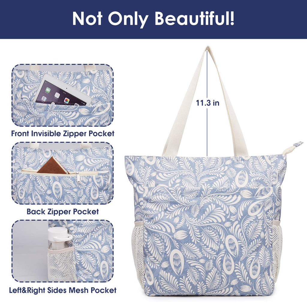 Women Beach Tote Bag with 7 Multi Pockets 15L