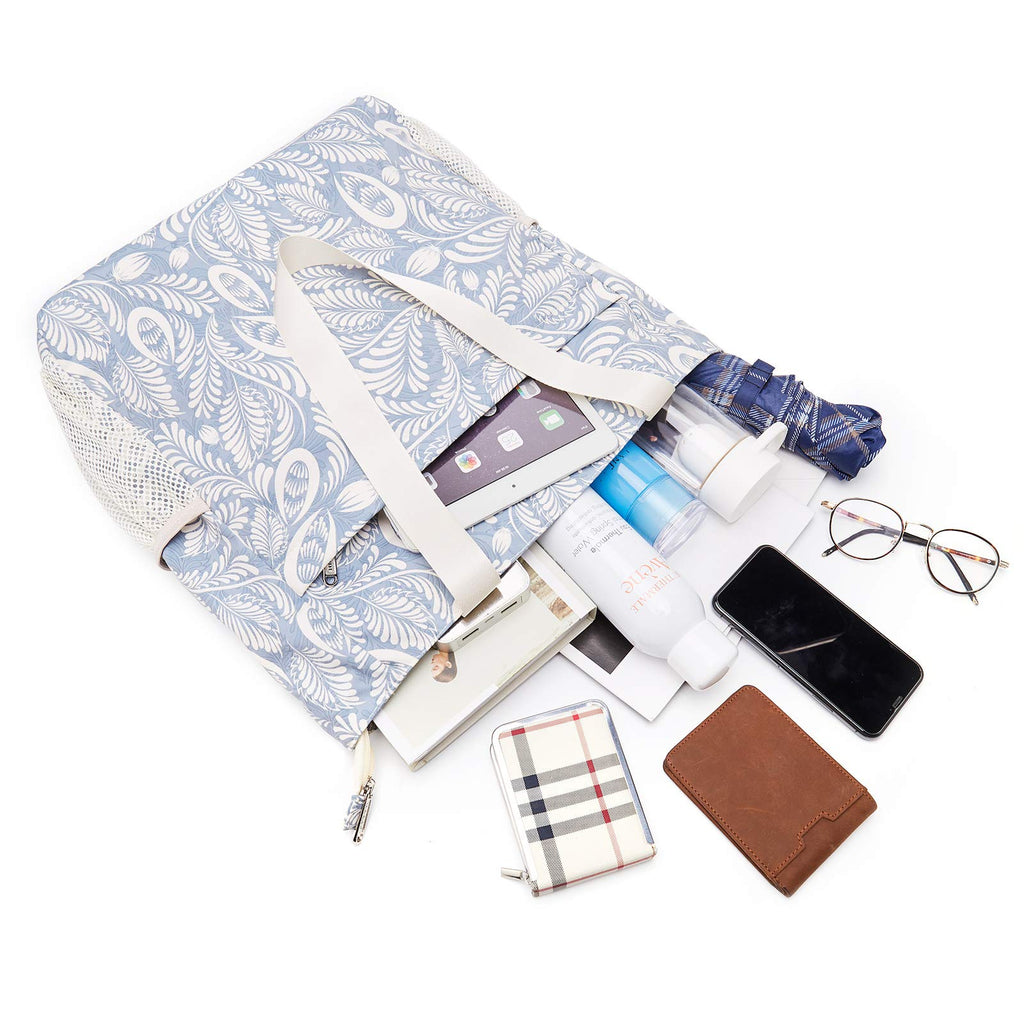 Women Beach Tote Bag with 7 Multi Pockets 15L