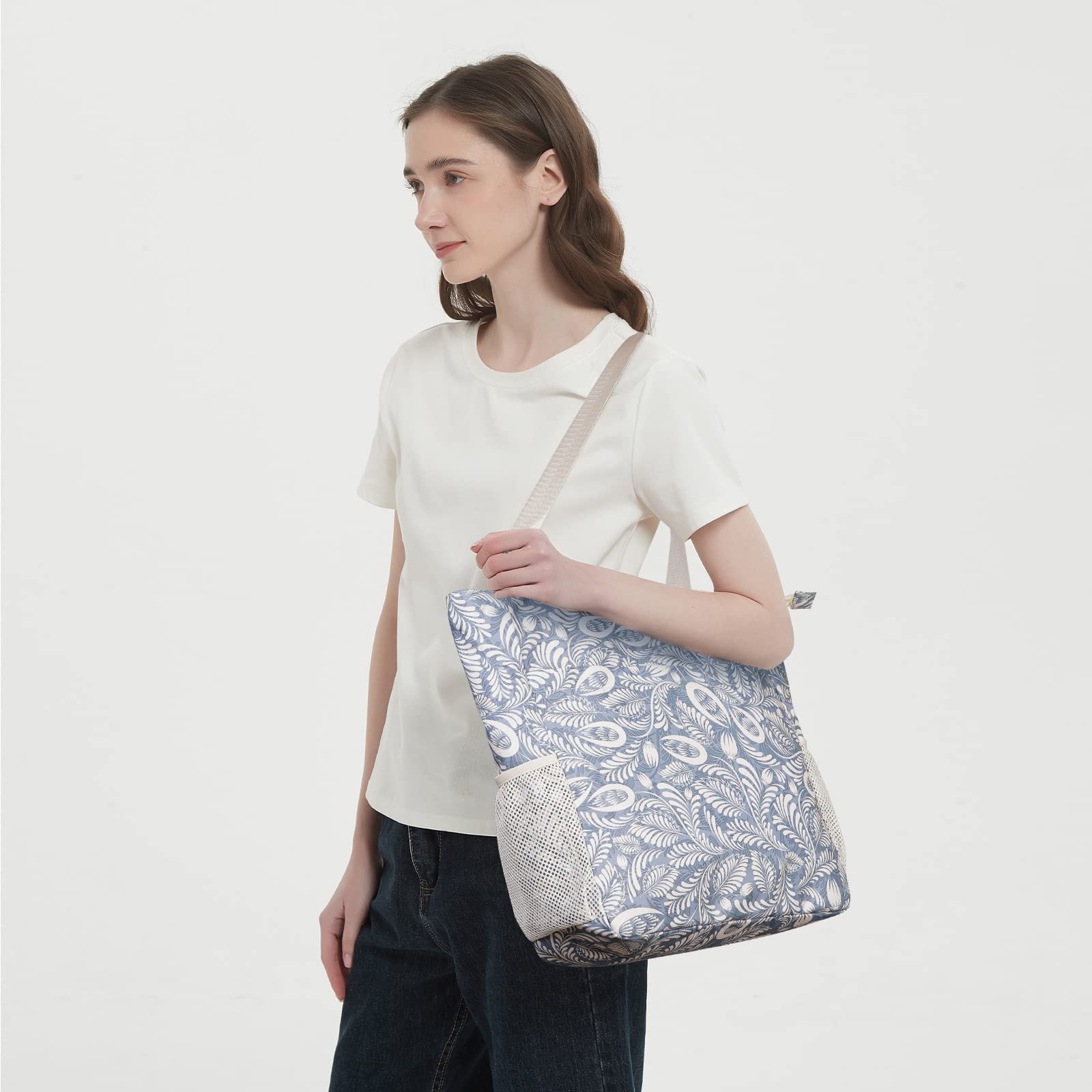 Women Beach Tote Bag with 7 Multi Pockets 15L