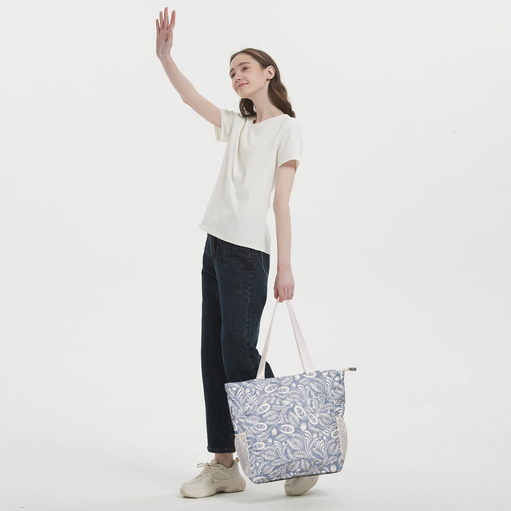 Women Beach Tote Bag with 7 Multi Pockets 15L