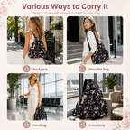 4-in-1 Convertible Floral Backpack Handbag for Women Multi-Wear Crossbody Bag