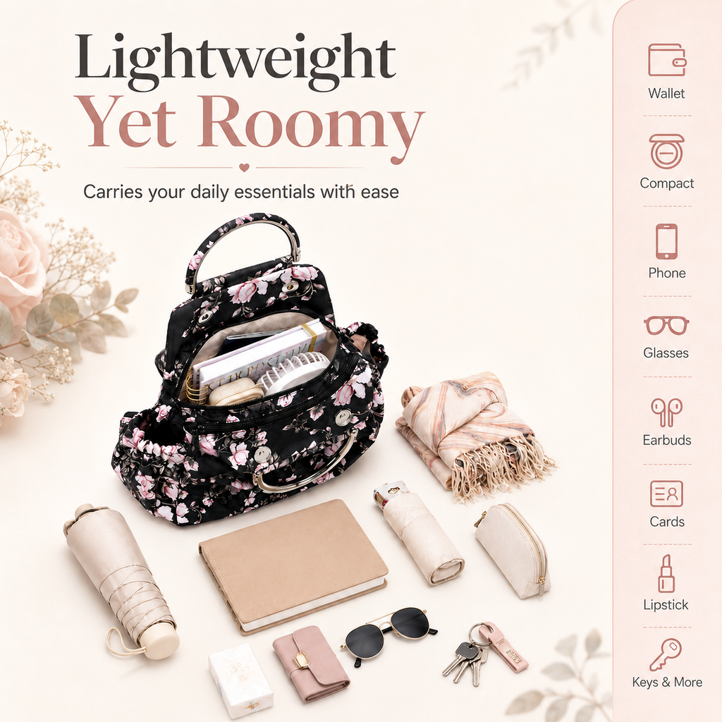 4-in-1 Convertible Floral Backpack Handbag for Women Multi-Wear Crossbody Bag